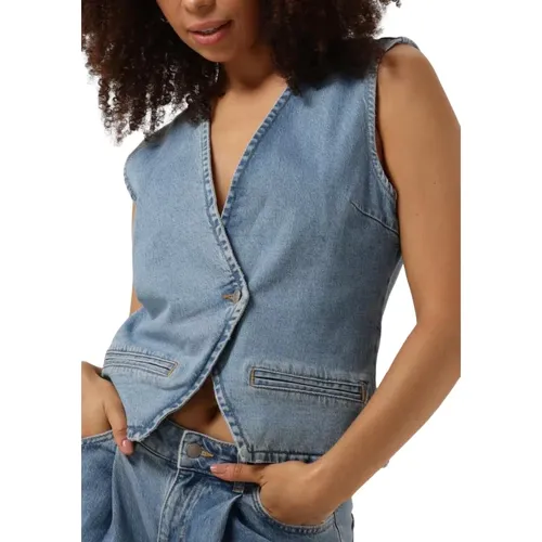 Denim Vest Casual Chic Style , Damen, Größe: M - Selected Femme - Modalova