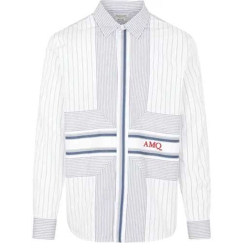 Striped White Cotton Shirt , male, Sizes: XL - alexander mcqueen - Modalova