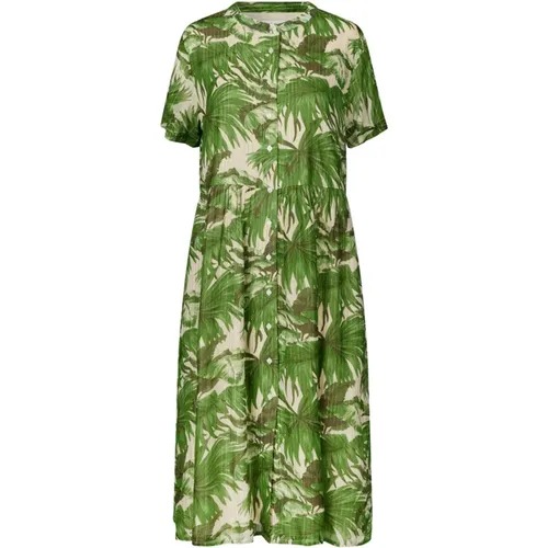 Green Midi Dress with Flounce Details , female, Sizes: XL, S, M, 2XL, XS, L - Lollys Laundry - Modalova