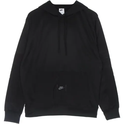 Schwarzer Fleece-Hoodie mit Nylon-Einsätzen - Nike - Modalova