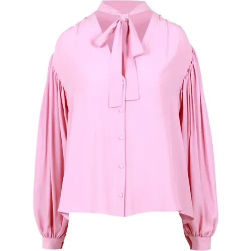 Rosa Bluse mit V-Ausschnitt und Schleife , Damen, Größe: S - Msgm - Modalova