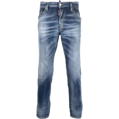 Slim-Fit Whiskered Denim Jeans , Herren, Größe: M - Dsquared2 - Modalova