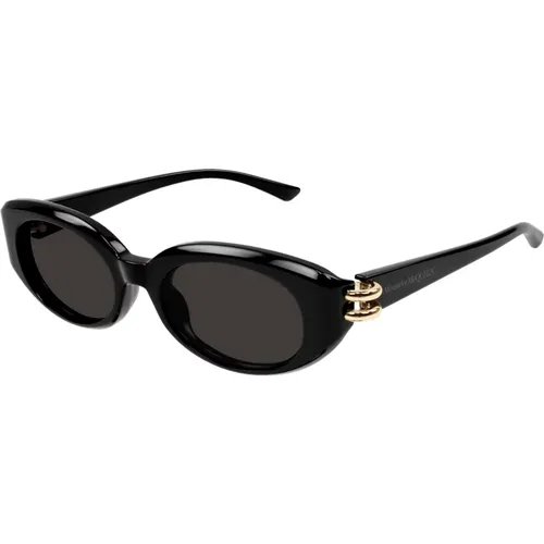 Stilvolle Sonnenbrille Am0469S Schwarz , Damen, Größe: 50 MM - alexander mcqueen - Modalova