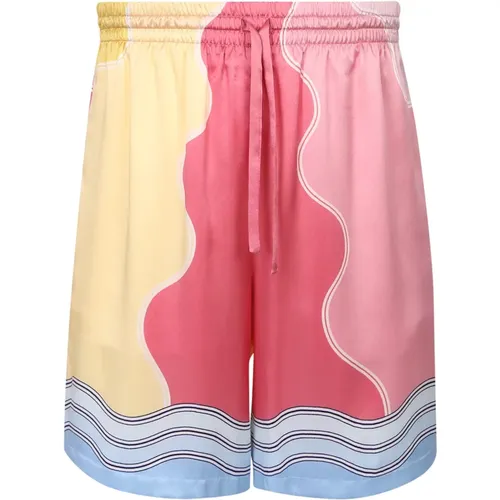 Printed Satin Bermuda Shorts , male, Sizes: XS - Casablanca - Modalova