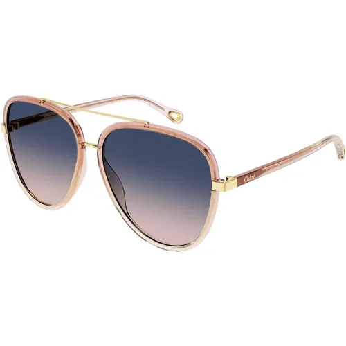 Orange Blue Shaded Sunglasses , female, Sizes: 58 MM - Chloé - Modalova