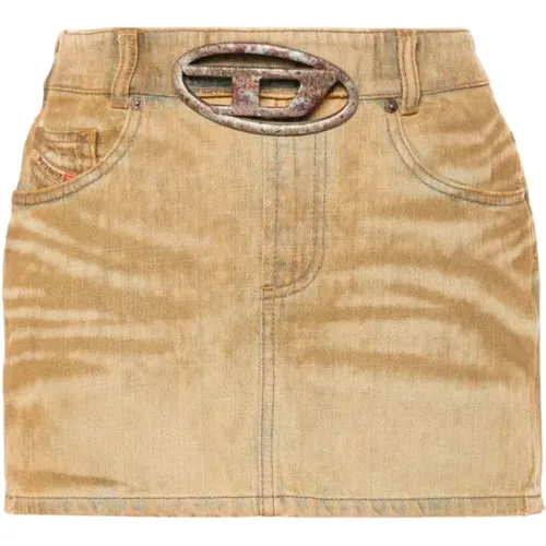 Beiger Mini-Rock Distressed-Effekt , Damen, Größe: W24 - Diesel - Modalova