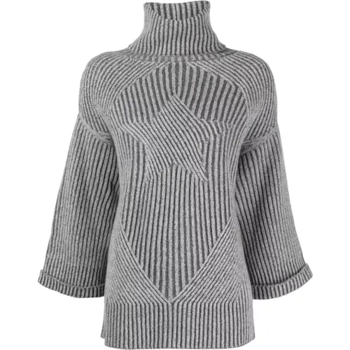 Grauer Strick Rollkragen Pullover - Lorena Antoniazzi - Modalova