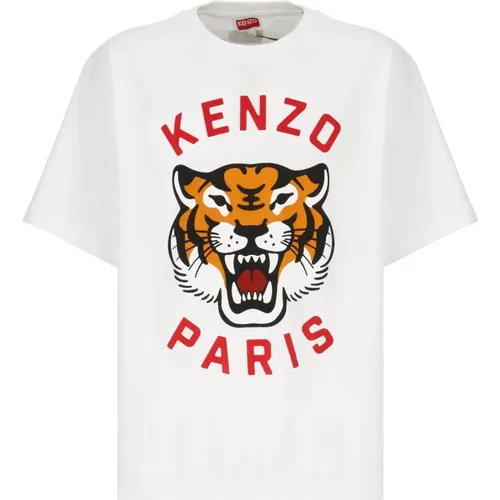 Weißes Tigerdruck T-Shirt , Herren, Größe: S - Kenzo - Modalova