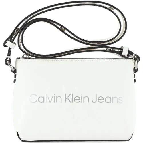 Eco-leather shoulder bag with logo , female, Sizes: ONE SIZE - Calvin Klein Jeans - Modalova