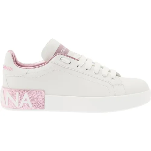 Weiße Logo Low-Top Sneakers , Damen, Größe: 40 EU - Dolce & Gabbana - Modalova