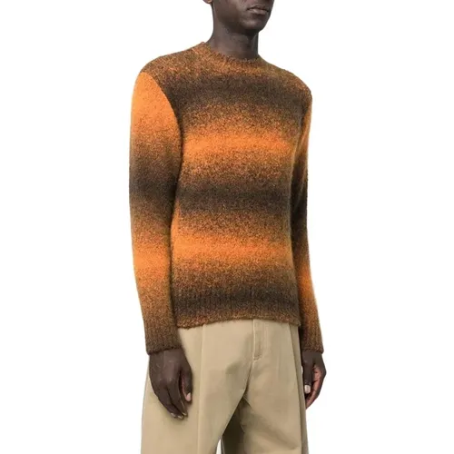 Braun Orange Gestrickter Pullover Ombre Streifen , Herren, Größe: L - Études - Modalova