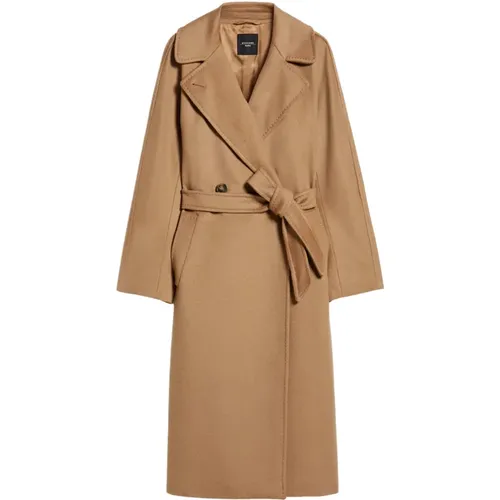 Double-breasted Camel Coat with Tailored Details , female, Sizes: S - Max Mara Weekend - Modalova