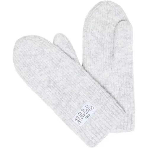 White Melange Knit Mittens , female, Sizes: ONE SIZE - Ball - Modalova