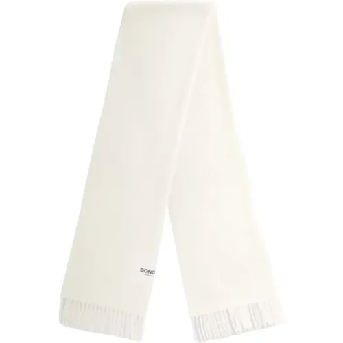 Weißer Schal mit Fransen und Logo-Label - Dondup - Modalova