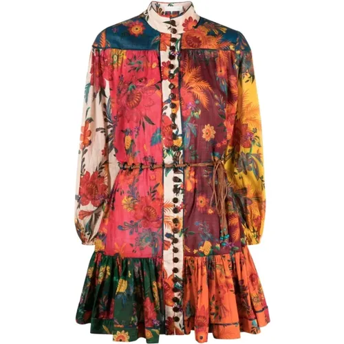 Floral Print Belted Mini Dress , female, Sizes: XS - Zimmermann - Modalova