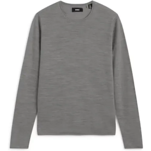 Grau Melange Feinstrick Rundhals Pullover , Herren, Größe: L - ECOALF - Modalova