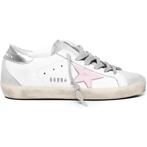 Weiße Rosa Sneakers mit Sternapplikation , Damen, Größe: 41 EU - Golden Goose - Modalova