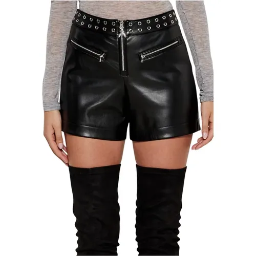 Schwarze Kunstleder-Shorts mit Metallsegeln , Damen, Größe: 2XS - PATRIZIA PEPE - Modalova