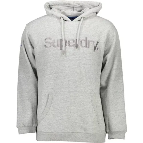 Grauer Baumwoll-Hoodie Besticktes Logo - Superdry - Modalova