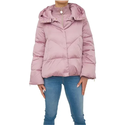 Kurze Satin Lila Daunenjacke , Damen, Größe: XS - Nenette - Modalova