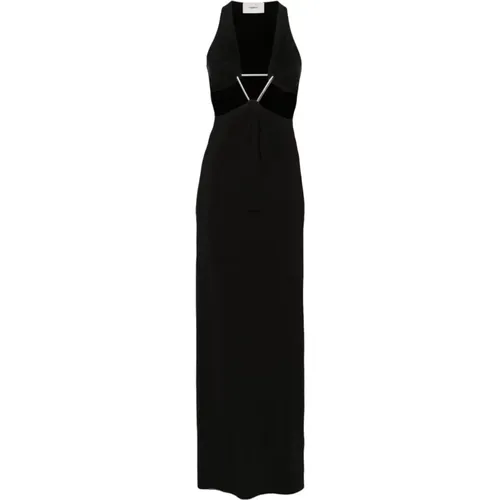 Schwarzes Cut-out Kleid mit Applikationsdetail , Damen, Größe: M - Coperni - Modalova