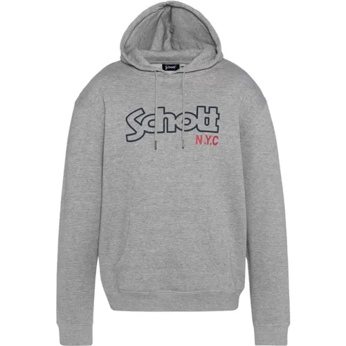 Iconic Sidney Hoodie - Grau , Herren, Größe: XL - Schott NYC - Modalova