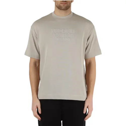 Heavy Cotton T-Shirt with Front Logo Embroidery , male, Sizes: M, S, L - Emporio Armani - Modalova