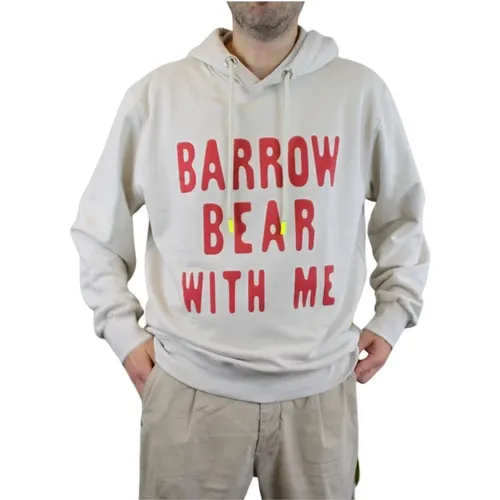 Beige Hoodie with Letters and Teddy Bear , male, Sizes: L - Barrow - Modalova