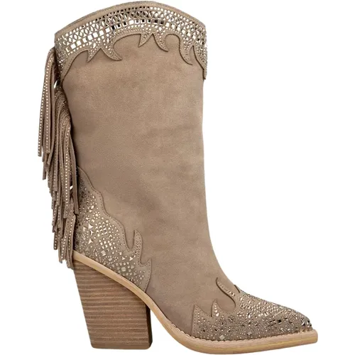 Fringe Heeled Leather Boot , female, Sizes: 4 UK, 5 UK - Alma en Pena - Modalova