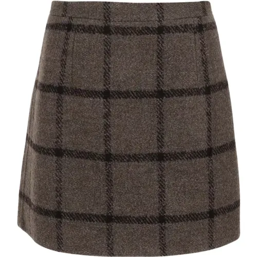 Check Pattern Wool Blend Skirt , female, Sizes: 2XS, S, XS - Patou - Modalova