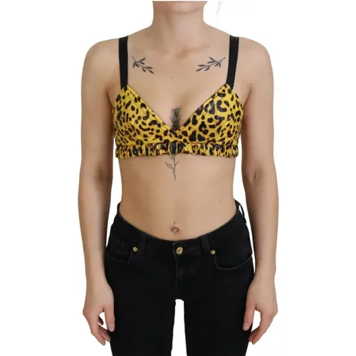 Leopard Bustier Bra Top , female, Sizes: XS - Dolce & Gabbana - Modalova