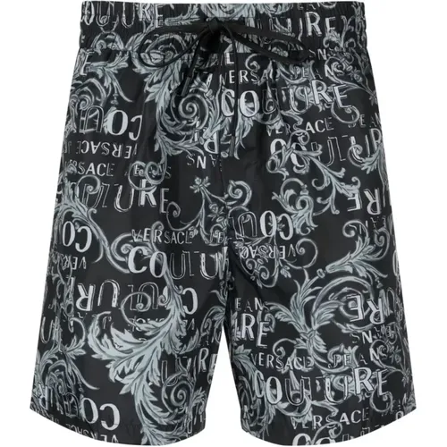 Grey Couture Print Shorts , male, Sizes: L, S, M - Versace Jeans Couture - Modalova