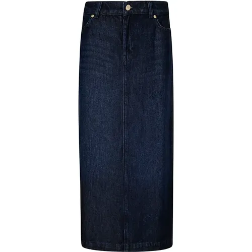 Midi Denim Skirt , female, Sizes: W27, W26, W28, W29, W25 - 7 For All Mankind - Modalova