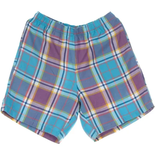 Plaid Aqua Multi Shorts Elastic Waist , male, Sizes: XL - Obey - Modalova