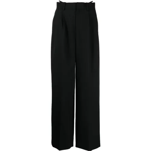 Wide-Leg Trousers with Crystal Embellishment , female, Sizes: S - alexander wang - Modalova