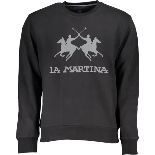 Schwarzer Langarm-Sweatshirt mit Besticktem Logo , Herren, Größe: L - LA MARTINA - Modalova