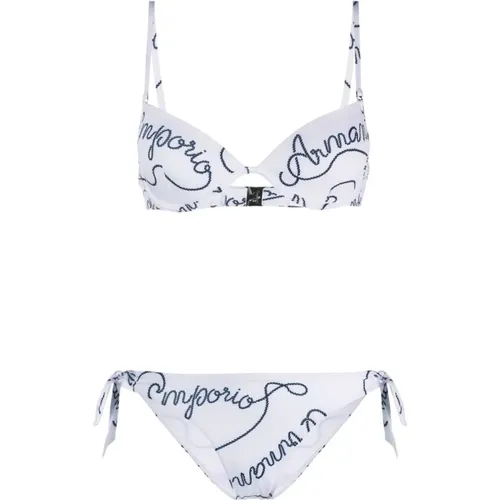 Logomania-print Bikini Set , female, Sizes: S, L, M - Emporio Armani - Modalova