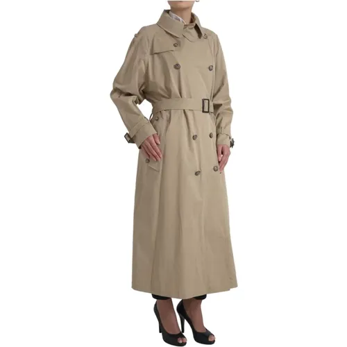 Khaki Double Breasted Trench Coat , female, Sizes: L - Dolce & Gabbana - Modalova