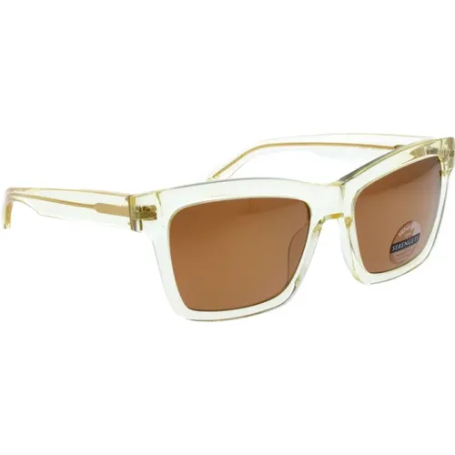Champagne Translucent Polarized Sunglasses , female, Sizes: 55 MM - Serengeti - Modalova