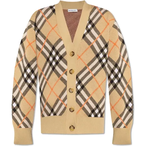 Check Pattern Cardigan , female, Sizes: S, M - Burberry - Modalova