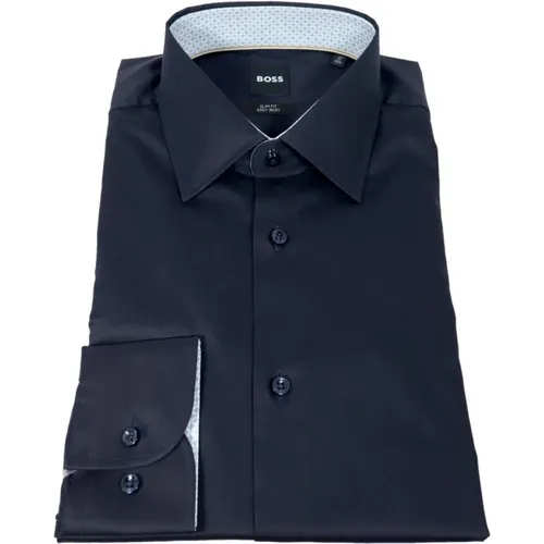 Slim Fit Baumwoll-Popeline-Hemd Blau , Herren, Größe: 3XL - Hugo Boss - Modalova