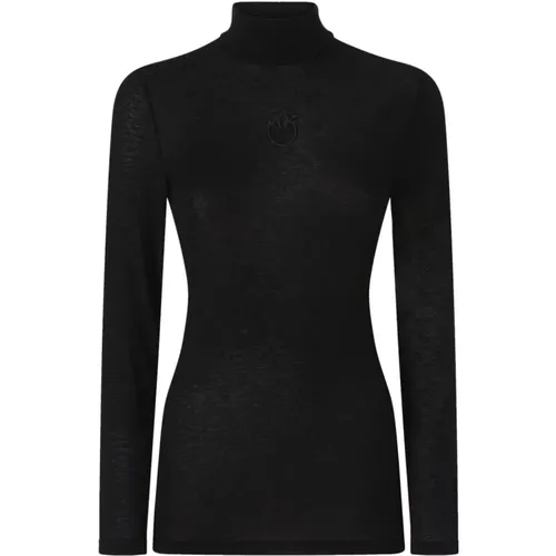 Bestickter Hoher Hals Pullover , Damen, Größe: M - pinko - Modalova