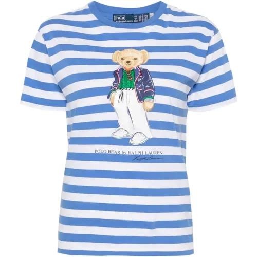 Blaue Polo Bear Grafik T-Shirts und Polos , Damen, Größe: XS - Polo Ralph Lauren - Modalova