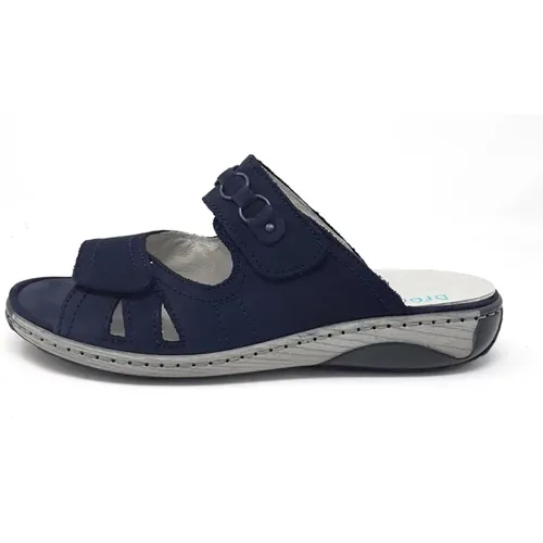 Blaue Slip-On Sandalen , Damen, Größe: 37 1/2 EU - Waldläufer - Modalova