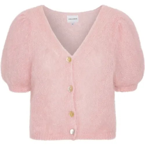 Rosa V-Ausschnitt Kurz Cardigan , Damen, Größe: S - American Dreams - Modalova