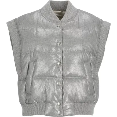 Quilted Sleeveless Grey Jacket , female, Sizes: XS - PESERICO - Modalova