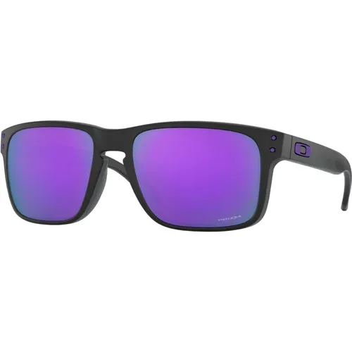 Matte Schwarze Sonnenbrille mit Prizm Violet , Herren, Größe: 55 MM - Oakley - Modalova
