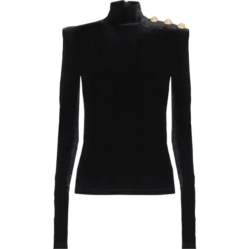 Velvet Turtleneck Sweater , female, Sizes: S, L, M - Balmain - Modalova