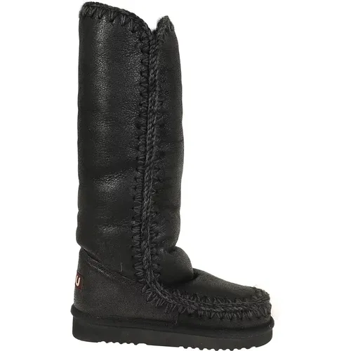 Gebrochene Schwarze Graue Eskimo Winterstiefel , Damen, Größe: 37 EU - Mou - Modalova