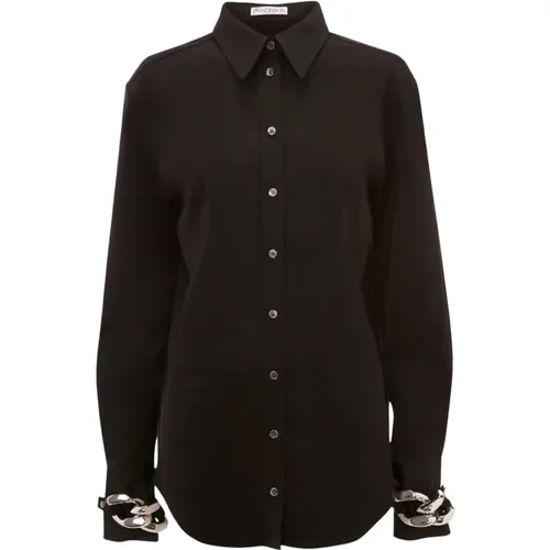 Schwarzes Popeline-Hemd mit abnehmbarem Ketten-Detail , Damen, Größe: 2XS - JW Anderson - Modalova